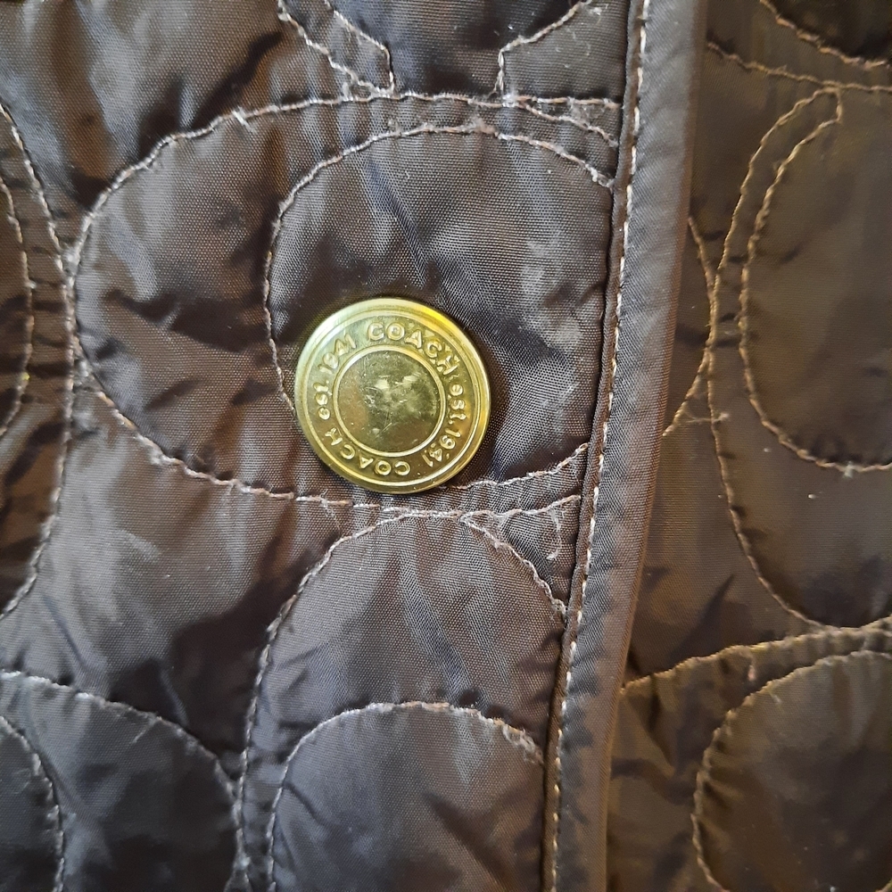 Coach Quilted Signature C Barn Jacket Chocolate Brown Embroidered Logo Size XL - Picture 5 of 16